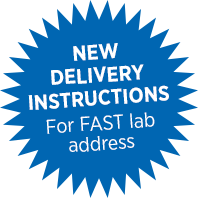 callout label with text 'new delivery instructions for FAST lab address'